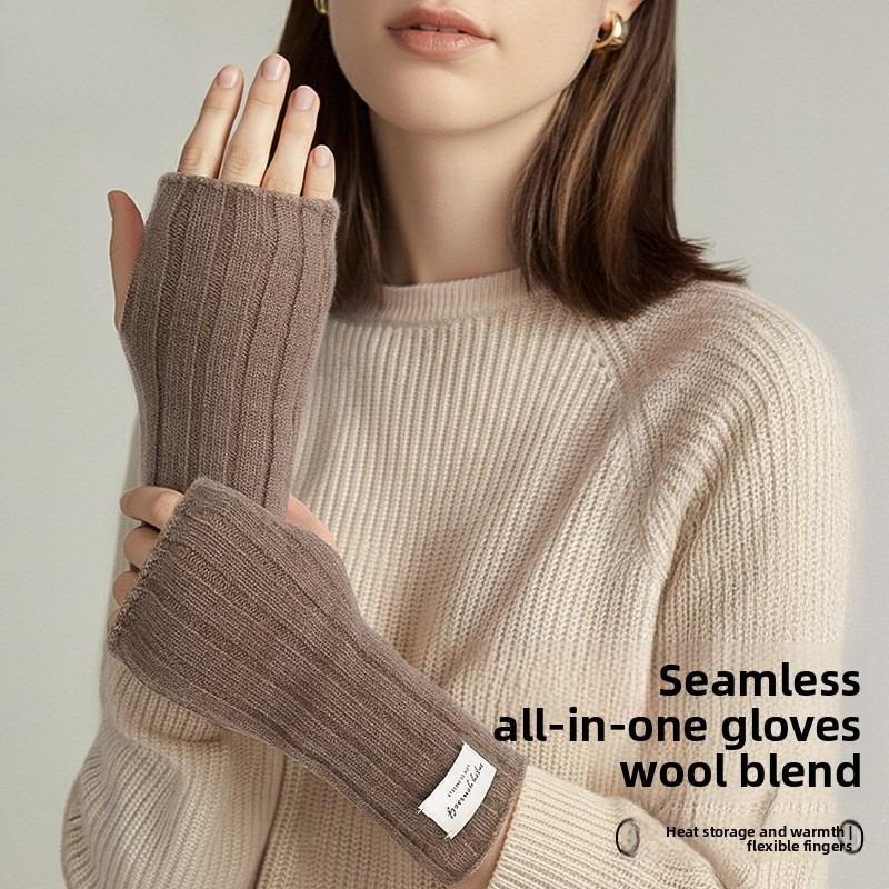 Wool Glove Lined - Sarung Tangan Rajut Tanpa Jari untuk